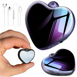 MBG Line® mini spy voice recorder Q66 8GB – heart pendant / keychain with sound detection