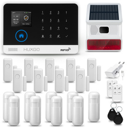 HUXGO® HXA003 - Wireless security system WiFi + GSM  4G LTE with 9x Motion Detector & 9x Door / window sensor with Wireless Siren | Home Alarm System SET with App TUYA