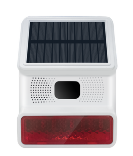 HUXGO® HXA523 Sirène d'alarme sans fil avec panneau solaire - Anti-sabotage - Signaux optiques et acoustiques 100 dB