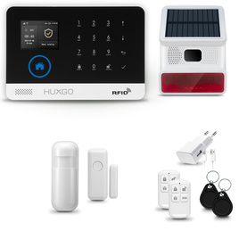 HUXGO® HXA003 - Wireless security system WiFi + GSM with 1x Motion Detector & 1x Door / window sensor with Wireless Siren | Home Alarm System SET with App TUYA