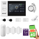 HUXGO® HXA007 - Sistema di allarme wireless WiFi + GSM 4G LTE con 1x Rilevatore di movimento & 3x Sensore per porte e finestre | Allarme casa senza fili Kit con app TUYA