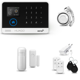 HUXGO® HXA003 - Sistema di allarme wireless WiFi + GSM 4G LTE con 1x Rilevatore di movimento & 1x Sensore per porte e finestre | Allarme casa senza fili Kit con app TUYA