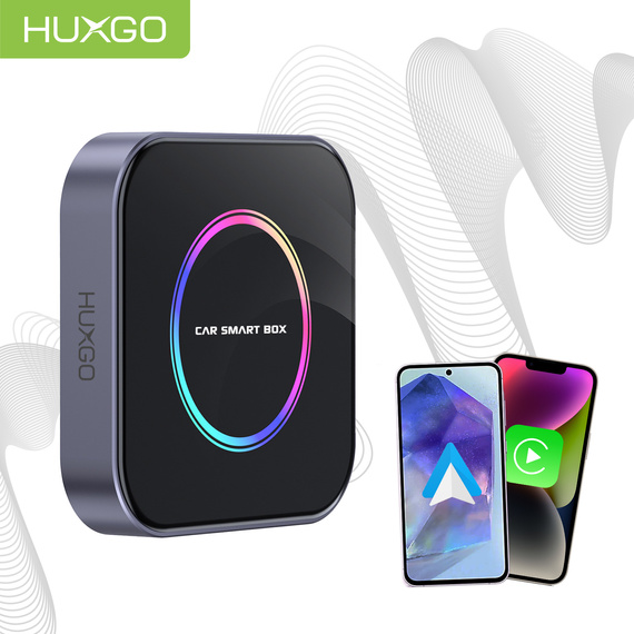 HUXGO® Adaptador inalámbrico 3-en-1 CarPlay y Android Auto compatible con dispositivos Apple y Android