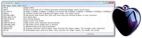 MBG Line® mini registratore vocale Q66 8GB – ciondolo/spia a forma di cuore con rilevamento audio fino a 3072 kbps