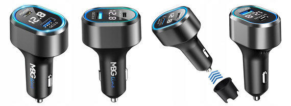 MBG line® PD79AD - Car charger with voltmeter - Cigarette lighter USB Adapter 