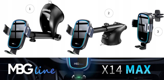 MBG line® X14 MAX - Car holder with wireless charger for 4.7 - 6.9 Inch Phone