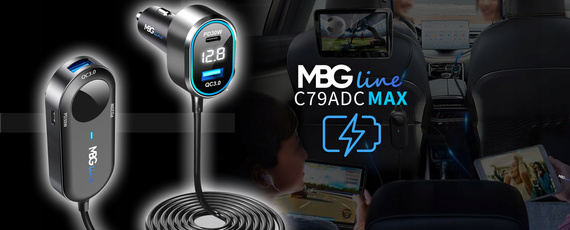 MBG Line® C79ADC MAX – Cargador de coche multipuerto con voltímetro y carga rápida QC3.0 + PD30W