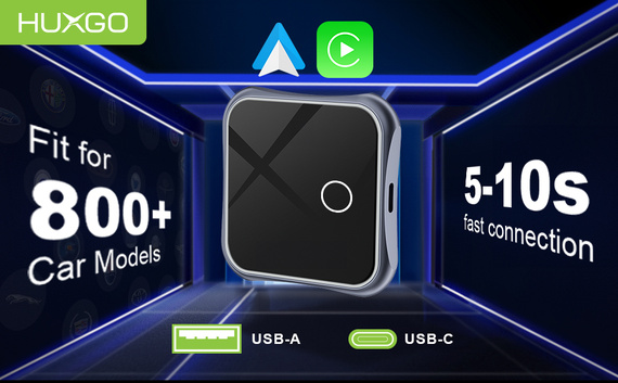 HUXGO® Wireless Adapter 2-in-1 CarPlay and Android Car compatible with Apple and Android Devices