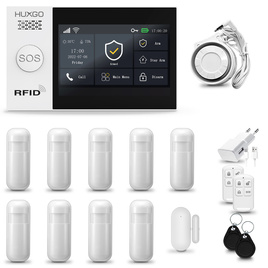 HUXGO® HXA007 - Wireless security system WiFi + GSM 4G LTE with 9x Motion Detector & 1x Door / window sensor | Home Alarm System SET with App TUYA
