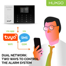 HUXGO® HXA005 - Funk Alarmanlage System WiFi + GSM mit 5x Bewegungsmelder PIR & 1x Fenster und Türsensor sensor | Kabellose Alarmanlage SET mit TUYA App