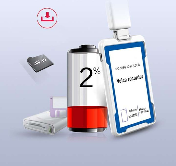 MBG line® Mini Registratore Vocale Spia a Forma di Badge 32GB