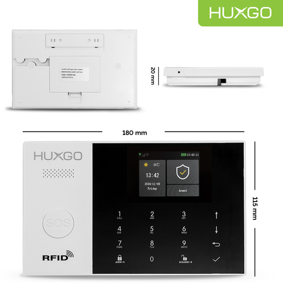 HUXGO® HXA005 2G - Panneau de contrôle du système d'alarme avec WiFi et GSM | Contrôle via Tuya Smart
