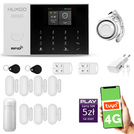 HUXGO® HXA005 - Sistema de seguridad inalámbrico WiFi + GSM 4G LTE con 1x detector de movimiento y 7x sensor para puerta / ventana | KIT de sistema de alarma para el hogar con App TUYA