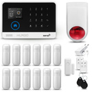 HUXGO® HXA003 - Sistema di allarme wireless WiFi + GSM con 12x Rilevatore di movimento & 1x Sensore per porte e finestre con Sirena senza fili | Allarme casa senza fili Kit con app TUYA