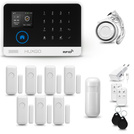 HUXGO® HXA003 - Sistema di allarme wireless WiFi + GSM con 1x Rilevatore di movimento & 7x Sensore per porte e finestre | Allarme casa senza fili Kit con app TUYA