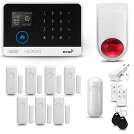 HUXGO® HXA003 - Système de sécurité sans fil Wi-Fi + GSM avec 1x Détecteur de Mouvement & 7x Détecteur pour porte et fenêtre avec Sirène sans fil | Système d'alarme domestique avec l'application TUYA
