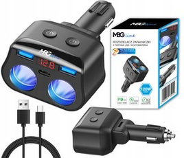 MBG line® HC69PD - Zigarettenanzünder-Verteiler mit Voltmeter und Ladegerät 2 x USB QC3.0