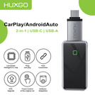 HUXGO® Adaptateur sans fil 2-en-1 CarPlay et Android Auto compatible avec les appareils Apple et Android