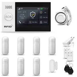 HUXGO® HXA007 - Wireless security system WiFi + GSM with 7x Motion Detector & 1x Door / window sensor | Home Alarm System SET with App TUYA