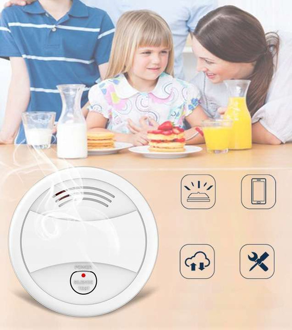 HUXGO® HXA433 Détecteur de fumée WiFi sans fil - Compatible avec l'application TUYA