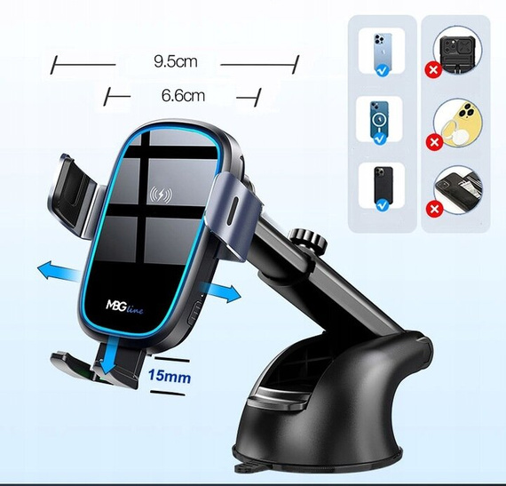MBG line® X14 MAX - Support de voiture avec chargeur sans fil pour téléphone de 4,7 à 6,9 pouces