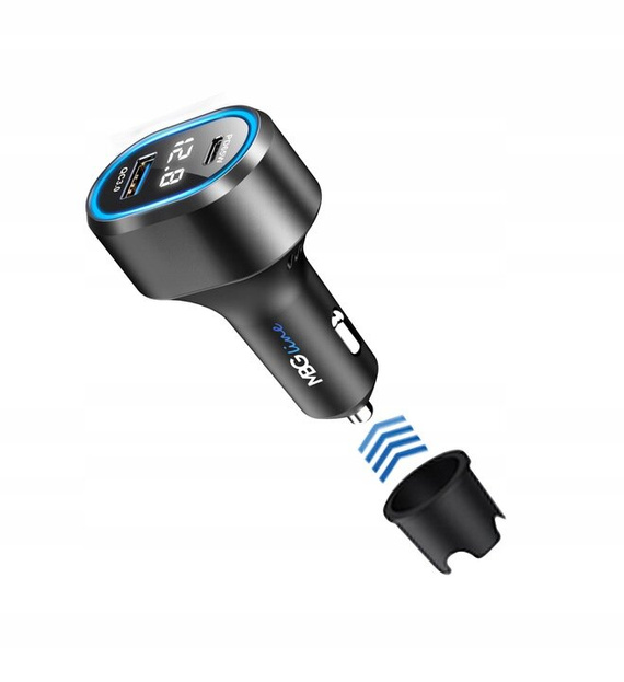 MBG line® PD79AD - Car charger with voltmeter - Cigarette lighter USB Adapter 