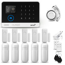 HUXGO® HXA003 - Sistema di allarme wireless WiFi + GSM 4G LTE con 5x Rilevatore di movimento & 5x Sensore per porte e finestre | Allarme casa senza fili Kit con app TUYA