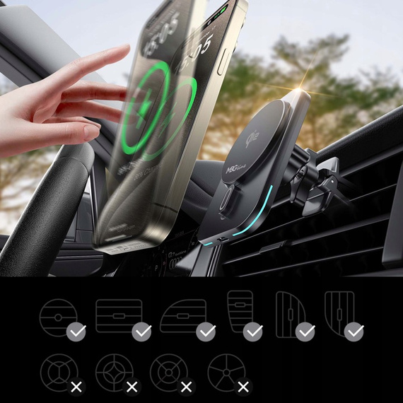 MBG Line® MGB-Q2 – MagSafe QI2 Car Mount – 15W Wireless Charger for iPhone