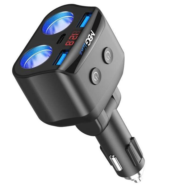 MBG line® HC69PD -  Cigarette lighter socket splitter Voltmeter Charger 2 x USB QC3.0