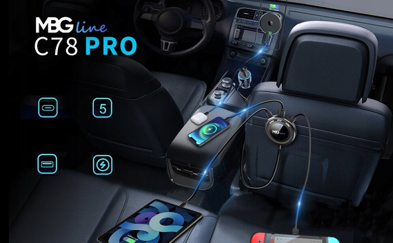 MBG line®  C78 PRO - Car quick charger - Cigsrette multiport charger with 5 USB ports