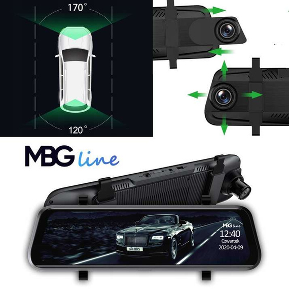 MBG line® HS900 Pro - Rückspiegelkamera fürs Auto - Profi-Parkkamera für unterwegs 2K + FHD