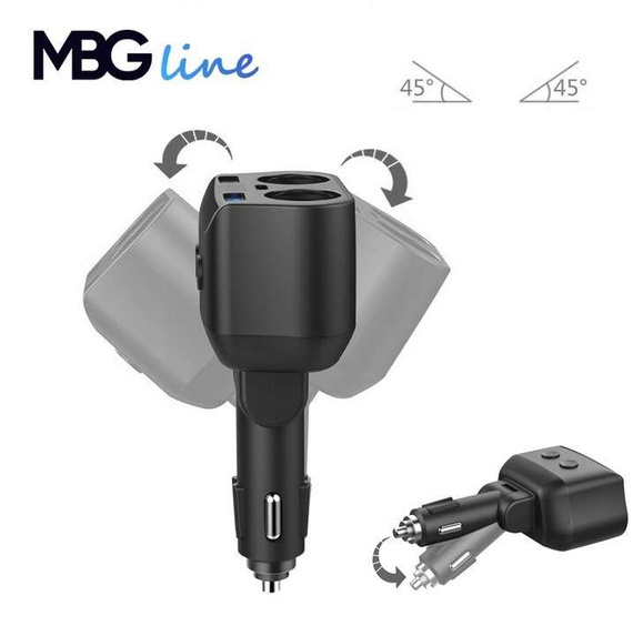 MBG line® HC69PD -  Cigarette lighter socket splitter Voltmeter Charger 2 x USB QC3.0
