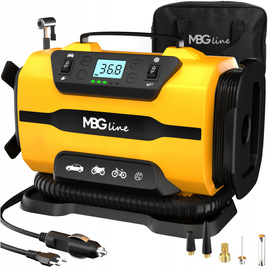 MBG Line® 845 PRO – Compresseur d’air multifonction 12V/230V avec gonfleur, lampe LED, arrêt automatique et sac de transport
