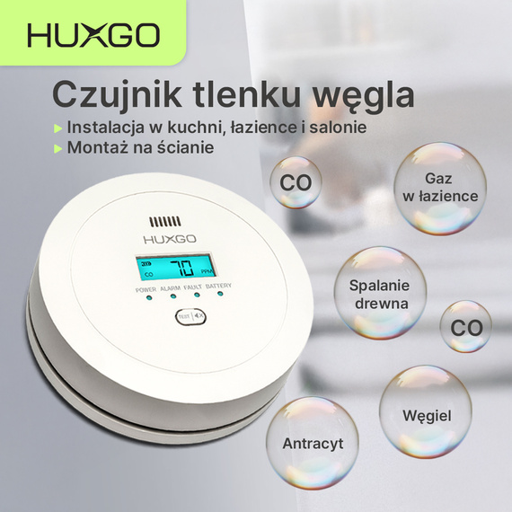 HUXGO® HXAC01 - Détecteur de monoxyde de carbone - Détecteur CO