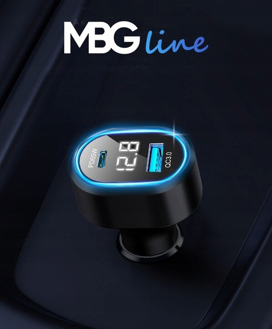 MBG line® PD79AD - Car charger with voltmeter - Cigarette lighter USB Adapter 