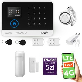 HUXGO® HXA003 - Sistema di allarme wireless WiFi + GSM 4G LTE con 1x Rilevatore di movimento & 1x Sensore per porte e finestre | Allarme casa senza fili Kit con app TUYA