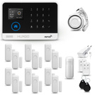 HUXGO® HXA003 - Sistema de seguridad inalámbrico WiFi + GSM 4G LTE con 1x detector de movimiento y 12x sensor para puerta / ventana | KIT de sistema de alarma para el hogar con App TUYA