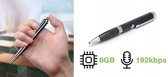 MBG line® Bolígrafo Espía Q60 - Grabadora de Voz 8GB - Dispositivo de Escucha 192kbps con Detección de Sonido
