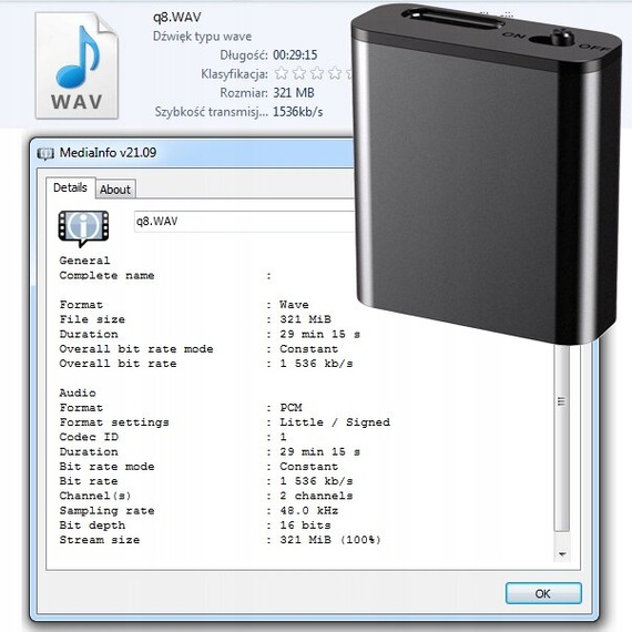 MBG Line® Q8 – mini registratore vocale spia 16GB con magnete