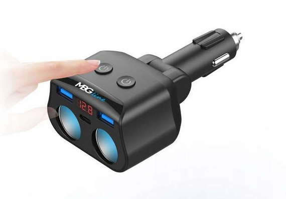 MBG line® HC69PD -  Cigarette lighter socket splitter Voltmeter Charger 2 x USB QC3.0