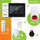 HUXGO® HXA007 - Wireless security system WiFi + GSM with 1x Motion Detector & 9x Door / window sensor with Wireless Siren | Home Alarm System SET with App TUYA
