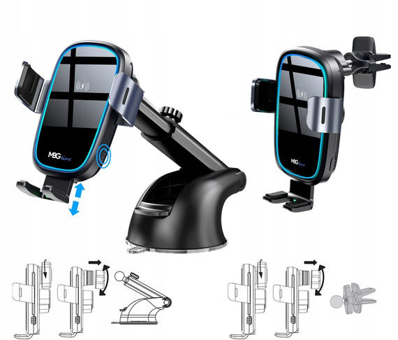 MBG line® X14 MAX - Car holder with wireless charger for 4.7 - 6.9 Inch Phone