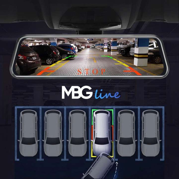 MBG line® HS900 Pro - Caméra de rétroviseur pour voiture - Caméra de stationnement Pro sur route 2K + FHD