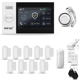 HUXGO® HXA007 - Wireless security system WiFi + GSM with 1x Motion Detector & 9x Door / window sensor | Home Alarm System SET with App TUYA