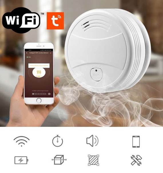 HUXGO® HXA433 Détecteur de fumée WiFi sans fil - Compatible avec l'application TUYA