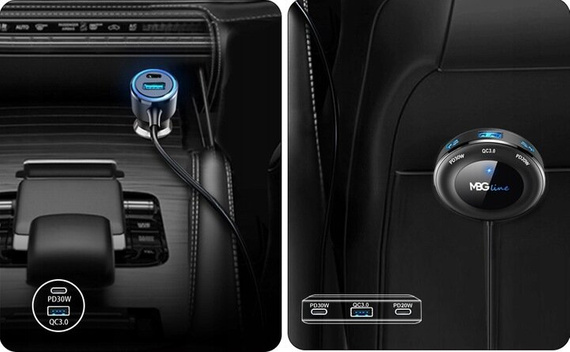 MBG line®  C78 PRO - Car quick charger - Cigsrette multiport charger with 5 USB ports