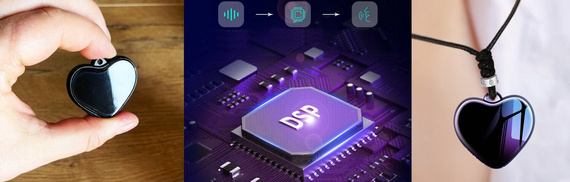 MBG Line® mini spy voice recorder Q66 8GB – heart pendant / keychain with sound detection