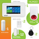 HUXGO® HXA006 - Sistema di allarme wireless WiFi + GSM con 1x Rilevatore di movimento & 12x Sensore per porte e finestre con Sirena senza fili | Allarme casa senza fili Kit con app TUYA