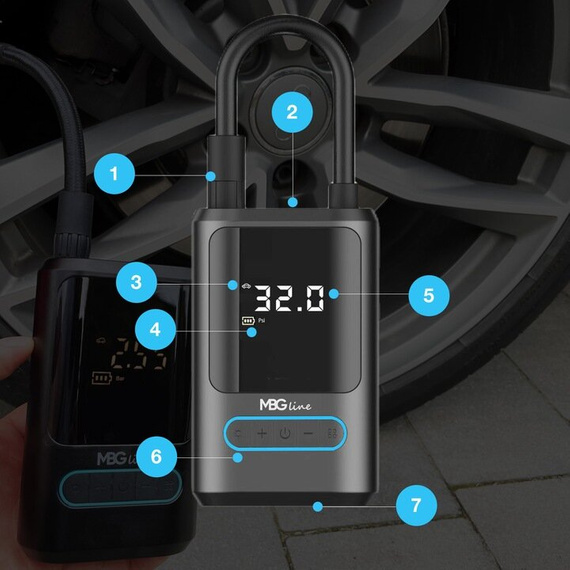 MBG Line 8466 PRO Wireless Electric Air Compressor with 4000 mAh Power Bank – Car & Bike Pump