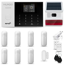 HUXGO® HXA005 - Wireless security system WiFi + GSM with 7x Motion Detector & 1x Door / window sensor with Wireless Siren | Home Alarm System SET with App TUYA